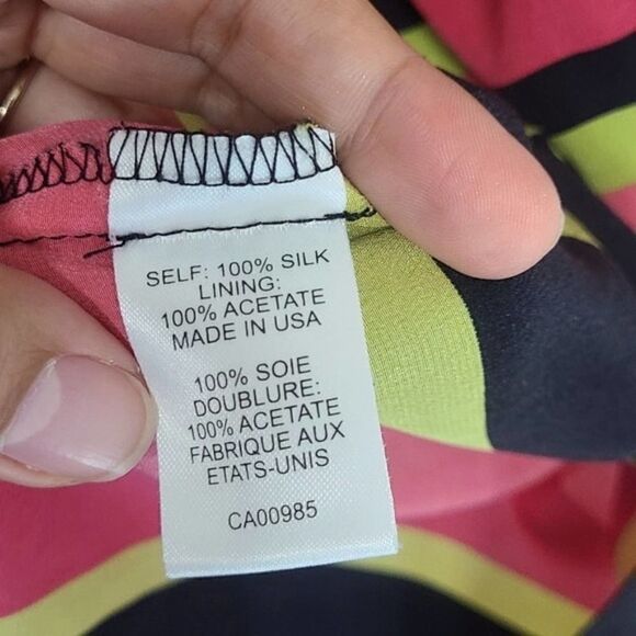 Nannet Lepore Shirt Womens 4 Silk Striped Red/Green - Picture 9 of 9